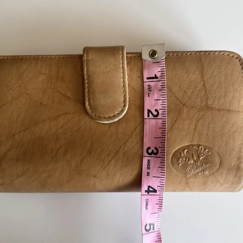 Buxton Heiress Pik Me Up Vintage Wallet Tan Checkbook Credit Card Continental